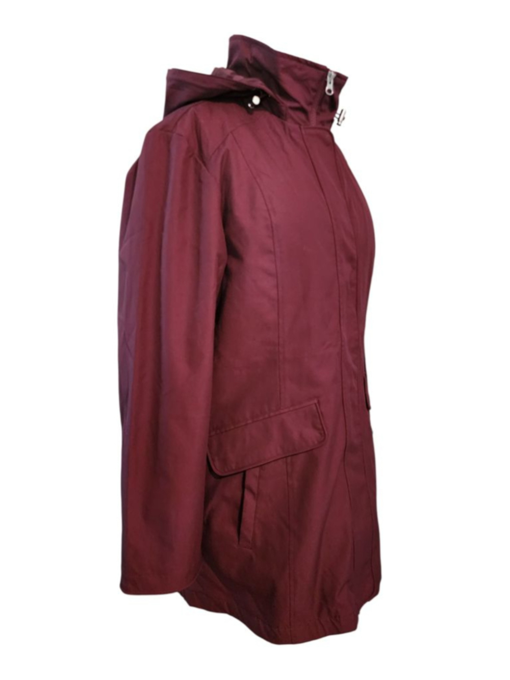 Lands' End XL Maroon 3-in-1 Winter Jacket & Quilted Vest Hooded Coat Women's - Picture 4 of 16